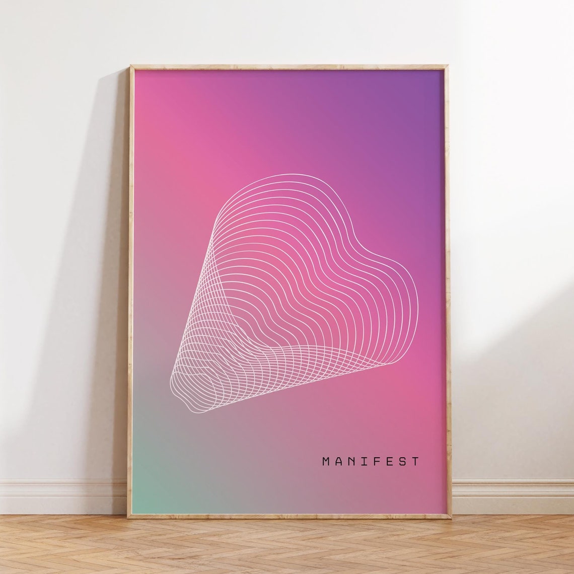 Manifest Retro Gradient Line Wave Positive Affirmation Wall Art