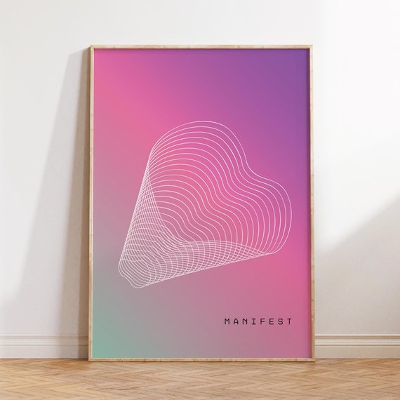 Manifest Retro Gradient Poster Aura Law Of Attraction Print Yoga Daily Affirmations Divine Feminine Art Neutral Wall Decor