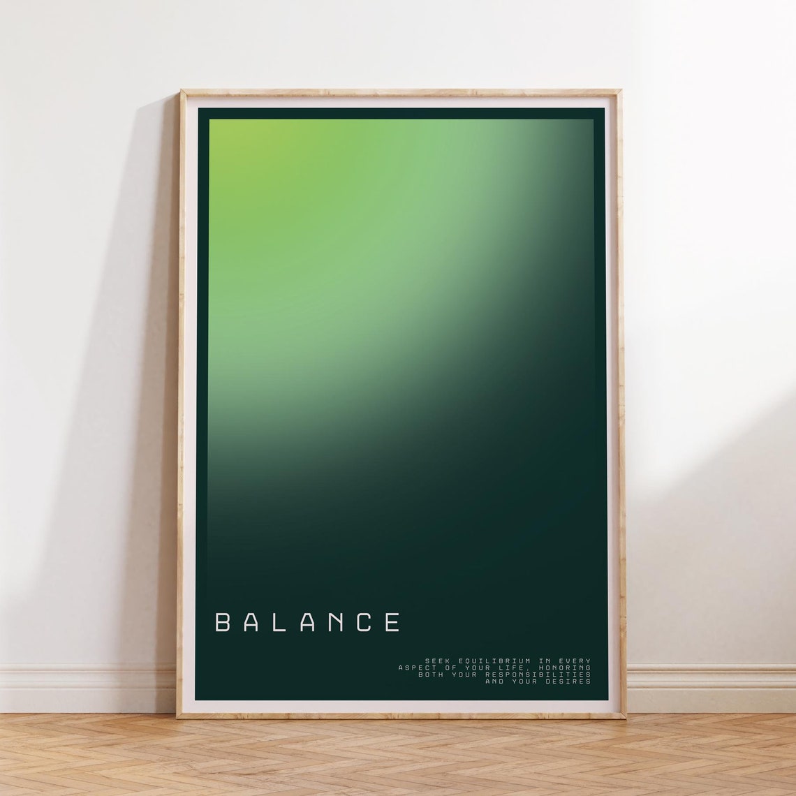 Balance Green Aura Gradient Equilibrium Mindfulness Quote Poster