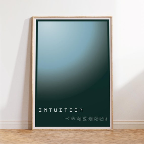 Intuition Retro Gradient Poster Aura Law Of Attraction Print Yoga Daily Affirmations Angel Number Dark Background Wall Decor