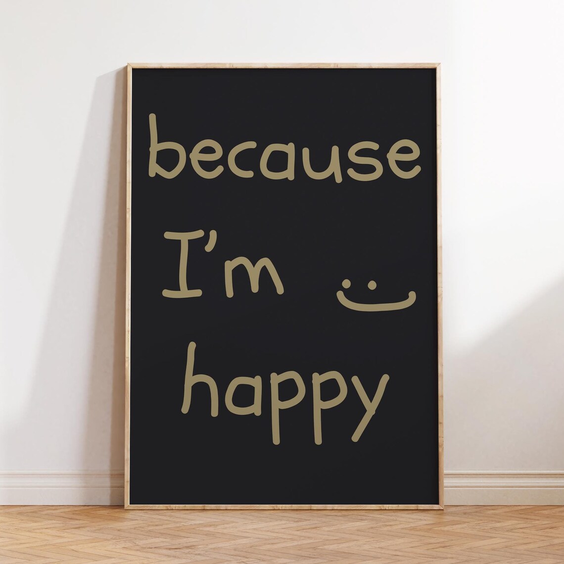Because Im Happy Song Lyric Poster Playful Handwritten Typography Art