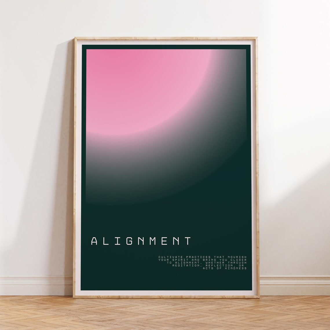 Alignment Retro Gradient Poster Aura Law Of Attraction Print Yoga Daily Affirmations Angel Number Dark Background Wall Decor