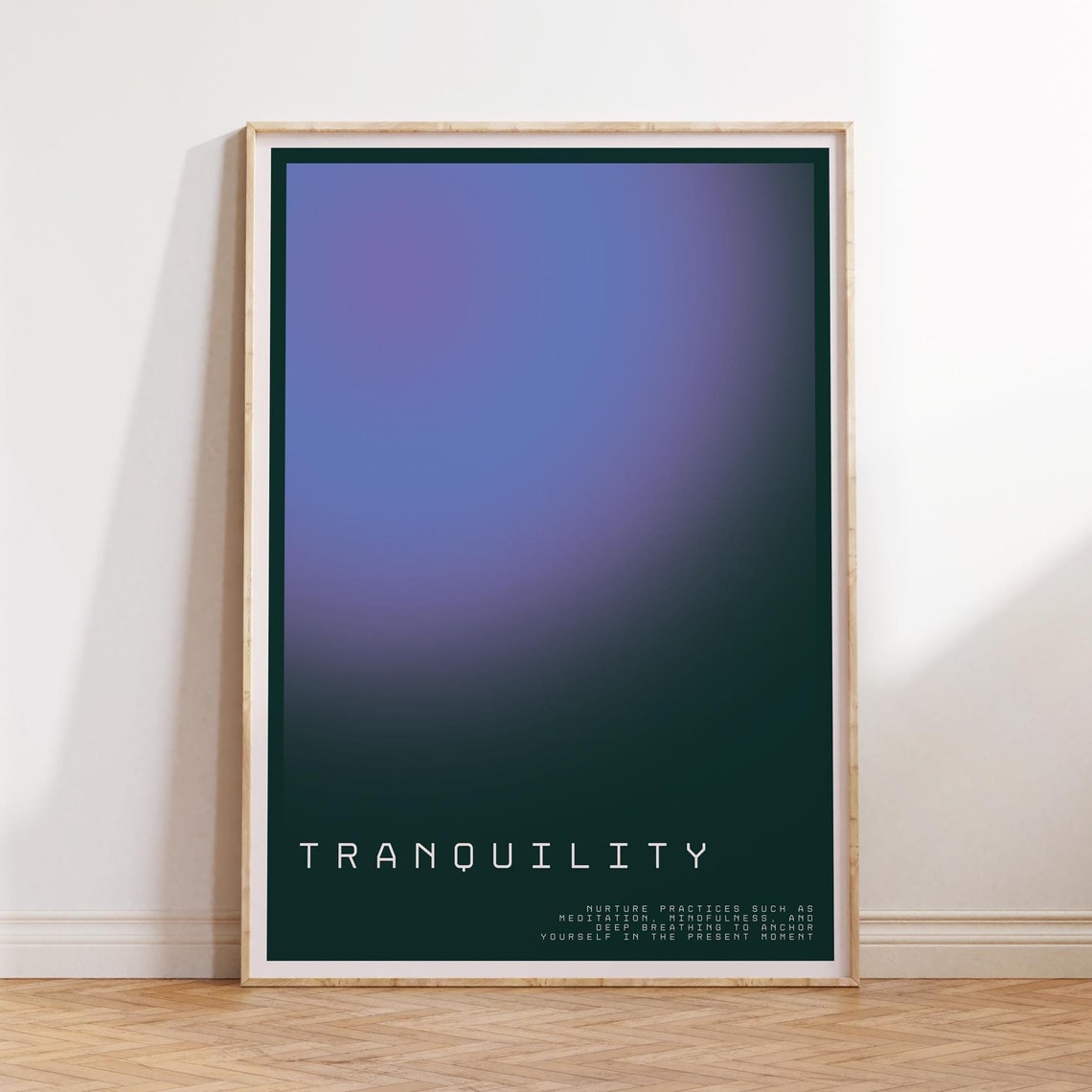 Tranquility Retro Gradient Poster Blue Aura Mindfulness Meditation Art