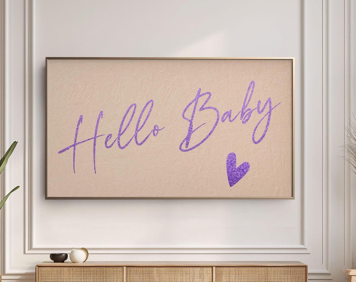 Frame Tv Art Baby Shower Hello Baby Tv Picture Neutral Baby Shower Party Decor Minimalist Baby Girl Shower For Tv Art 4k - Image 4
