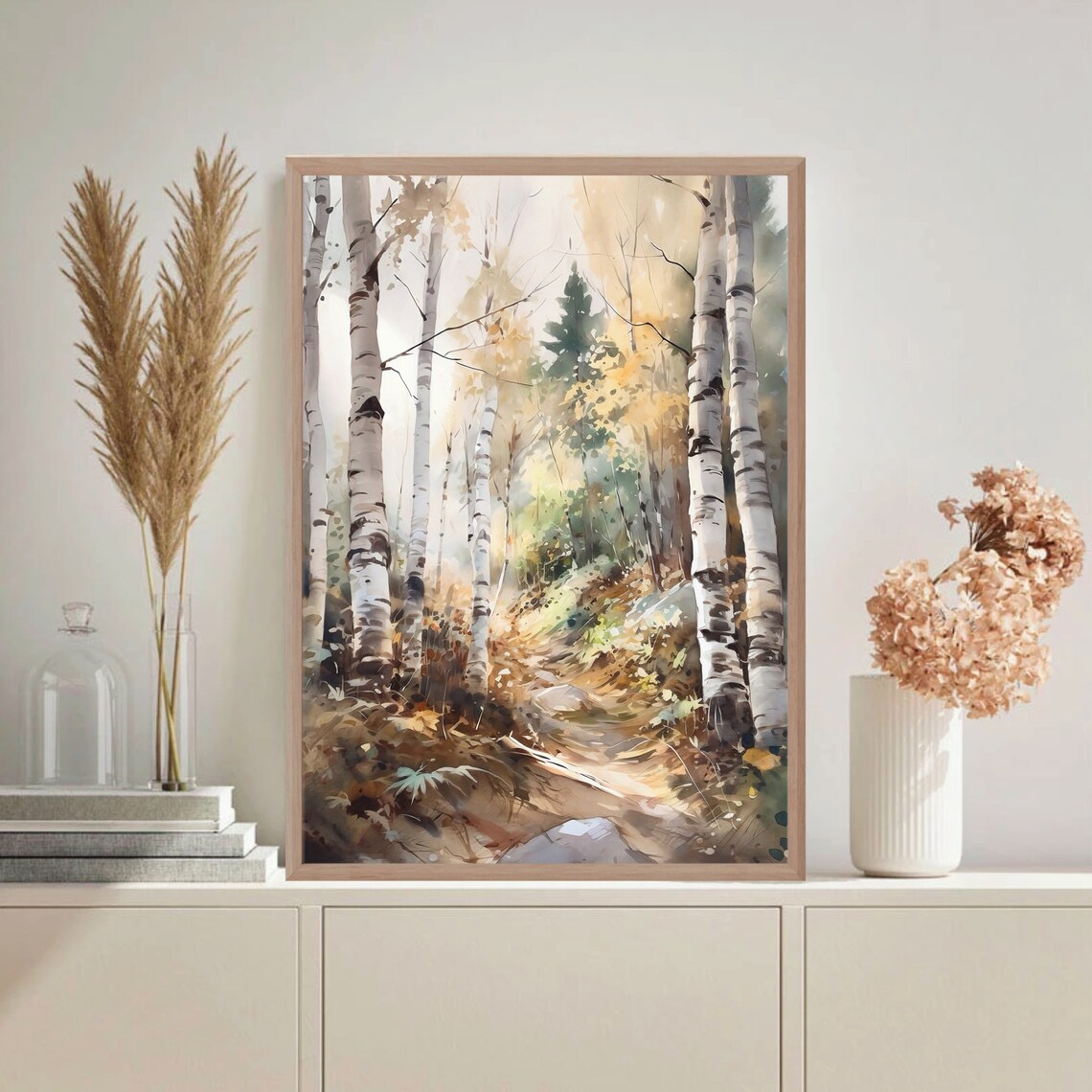 Watercolor Birch Tree Forest Art Print - Image 4