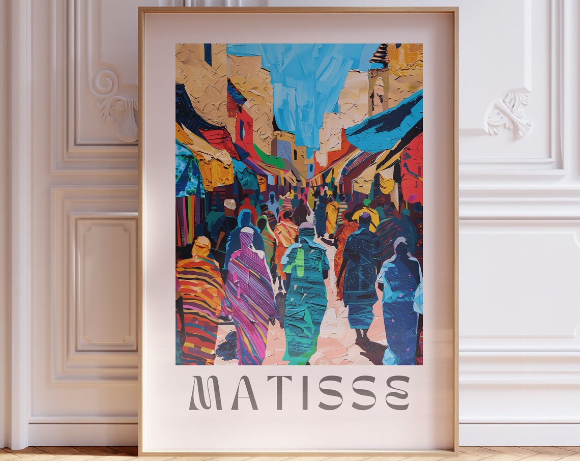 Matisse Vibrant Crowded Market Street Bold Colorful Art Poster