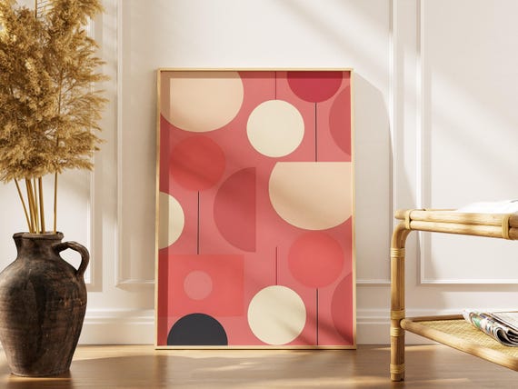 Midcentury Modern Geometric Print Retro Abstract Art
