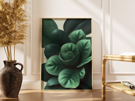 Succulent Leaves Print Modern Botanical Wall Art
