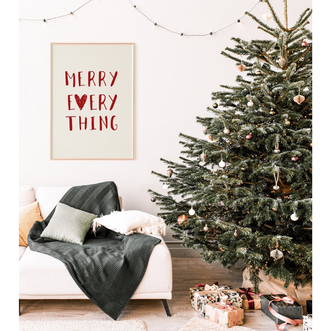 Merry Everything Red Lettering Poster Christmas Holiday Festive Decor - Image 2