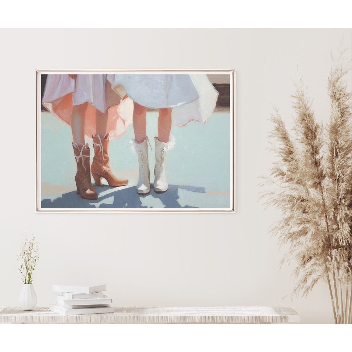Western Wall Art Cowgirl Oil Painting Preppy Western Wall Decor Retro Cowgirl Girly Cowboy Boots Wall Art Instant - Image 2