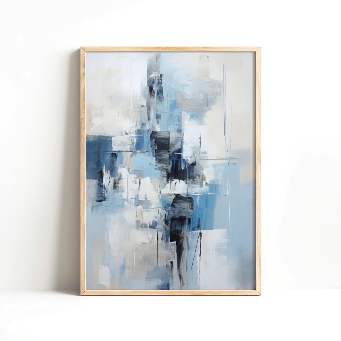 Blue and Gray Abstract Minimalist Art Print - Image 5
