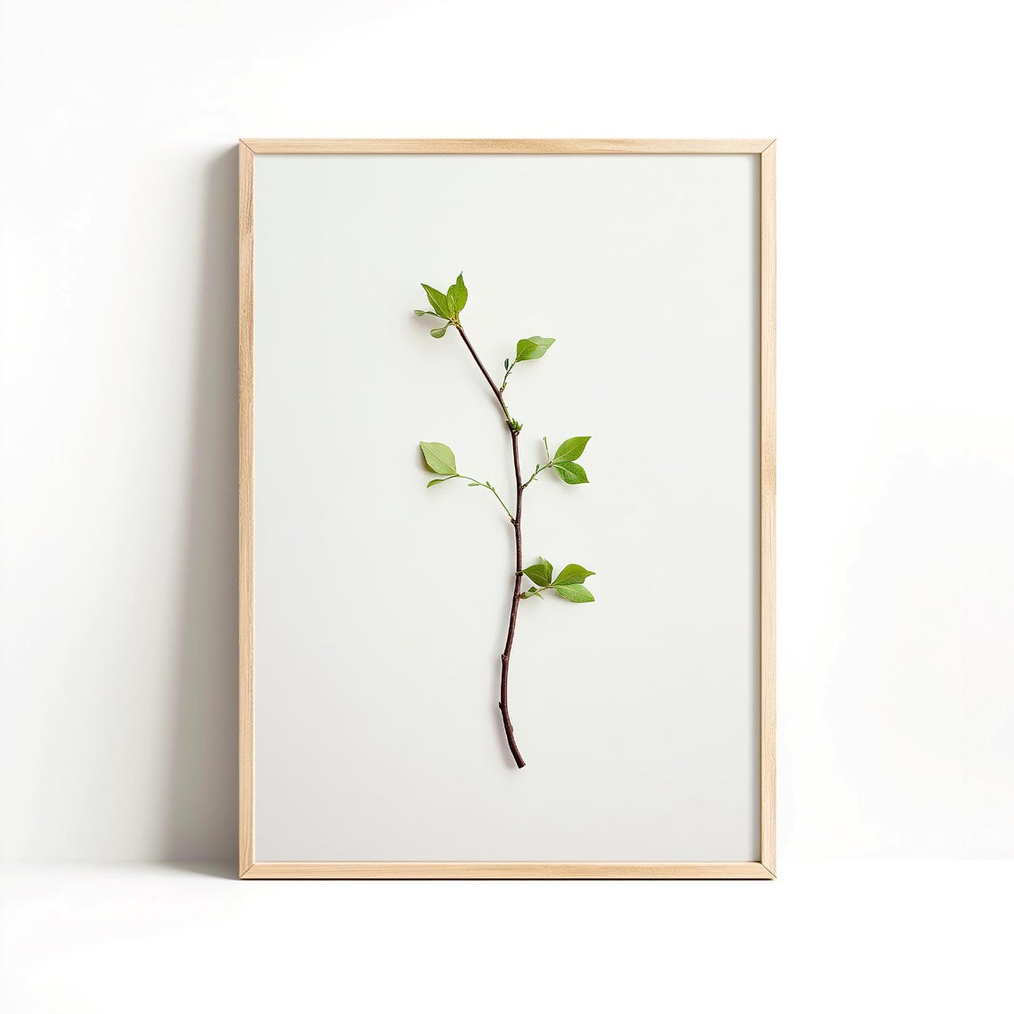 Green Leaf Branch Minimalist Botanical Spring Greenery Nature Wall Art