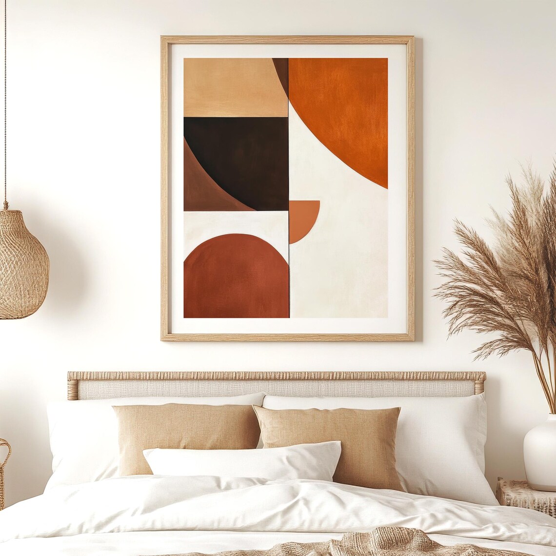 Terracotta And Beige Geometric Abstract Modern Mid Century Art Poster - Image 2