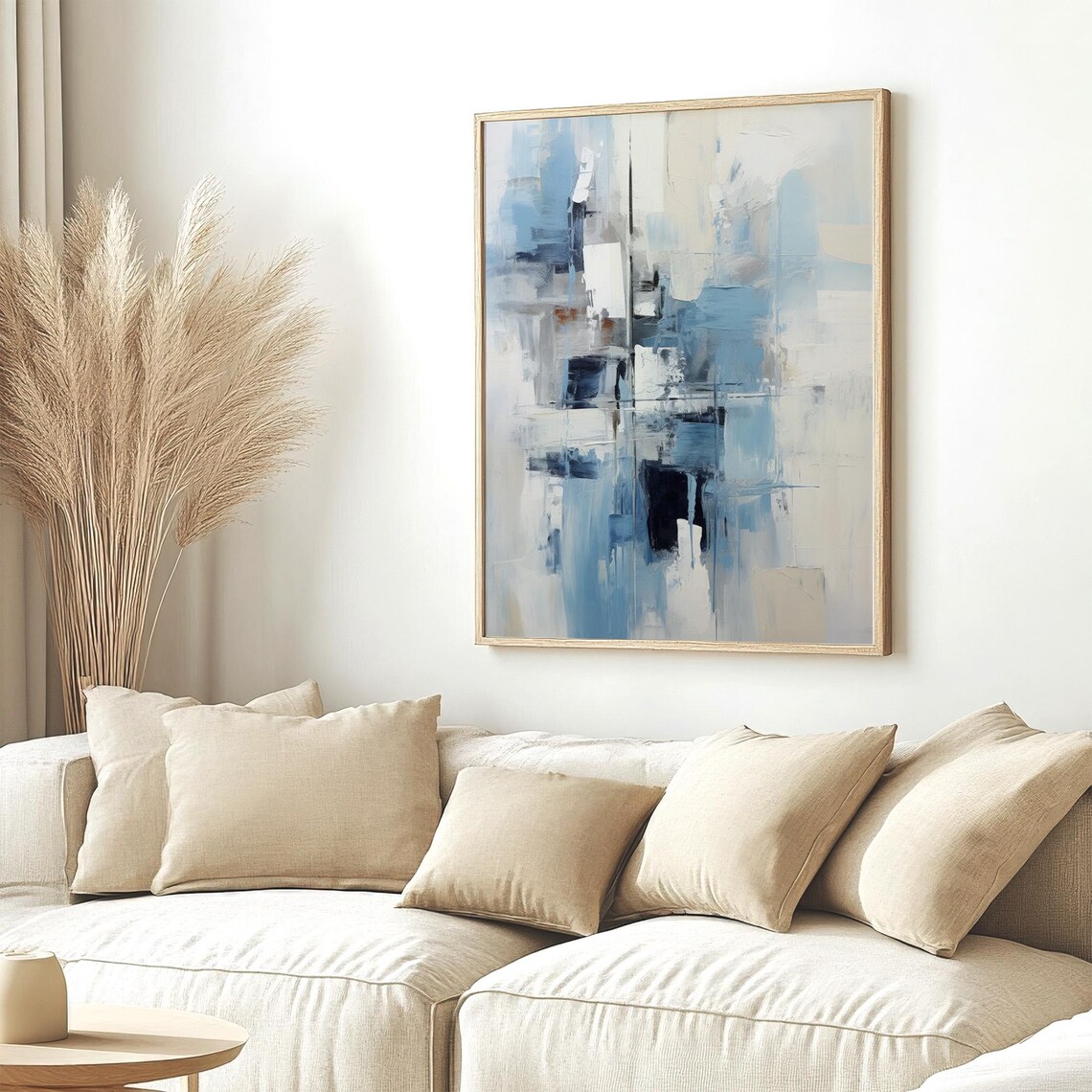 Textured Blue And White Abstract Layers Modern Coastal Art Poster - Image 4