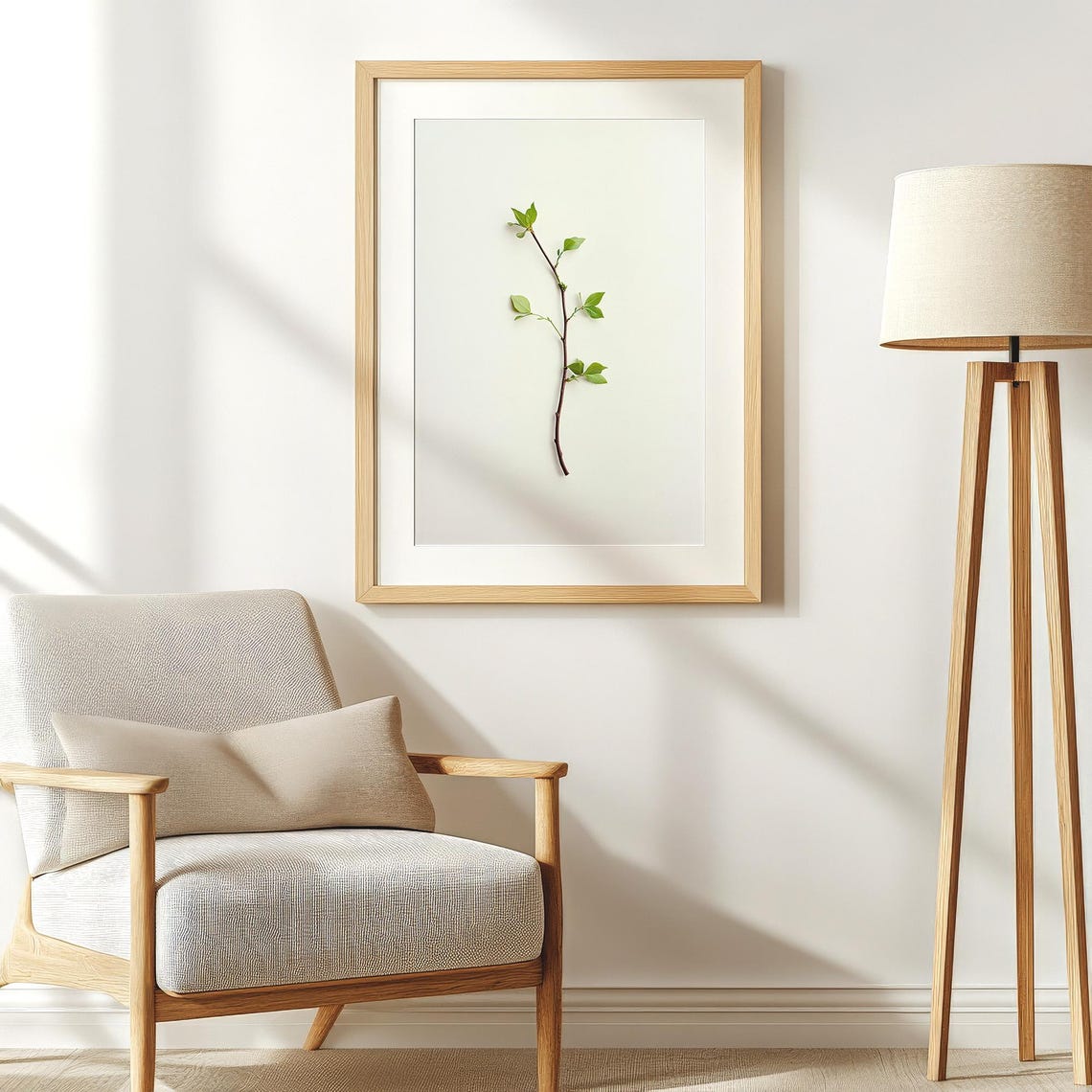 Green Leaf Branch Minimalist Botanical Spring Greenery Nature Wall Art - Image 2