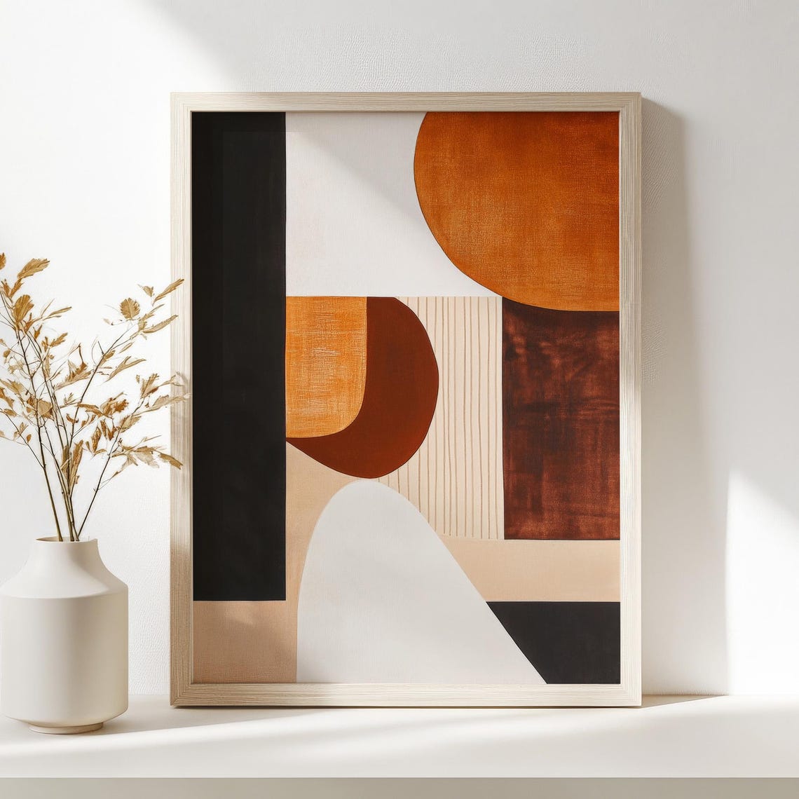 Black And Burnt Orange Geometric Abstract Modern Minimalist Poster - Image 4