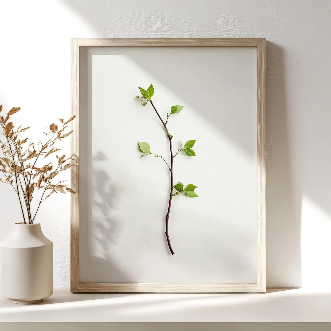 Green Leaf Branch Minimalist Botanical Spring Greenery Nature Wall Art - Image 4