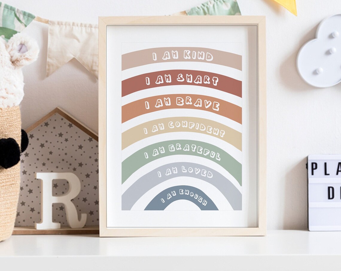 Affirmations For Kids Rainbow Affirmations Wood Sign I Am Kind Smart Loved Inspirational Nursery Decor