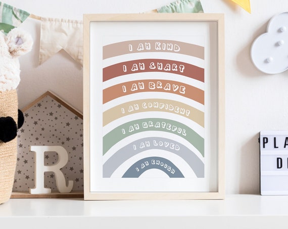 Affirmations For Kids Rainbow Affirmations Wood Sign I Am Kind Smart Loved Inspirational Nursery Decor