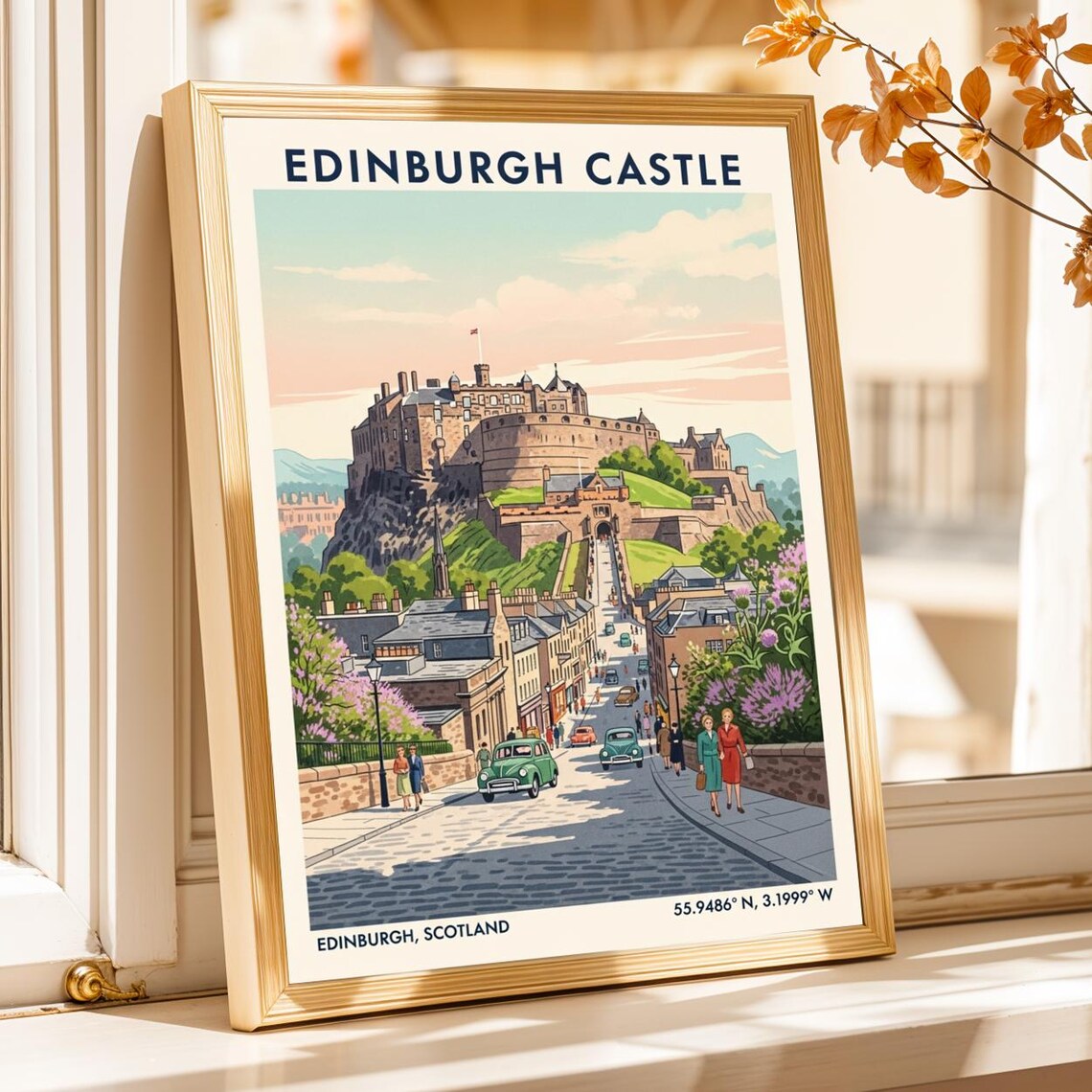 Edinburgh Scotland Castle Royal Mile Historic Vintage Travel Poster