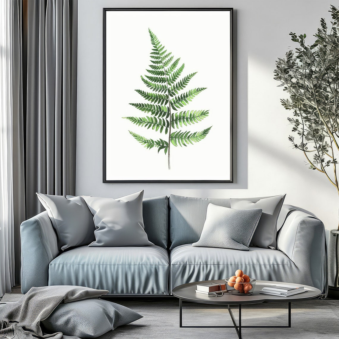Simple Minimalist Green Fern Frond Single Stem Botanical Poster - Image 3