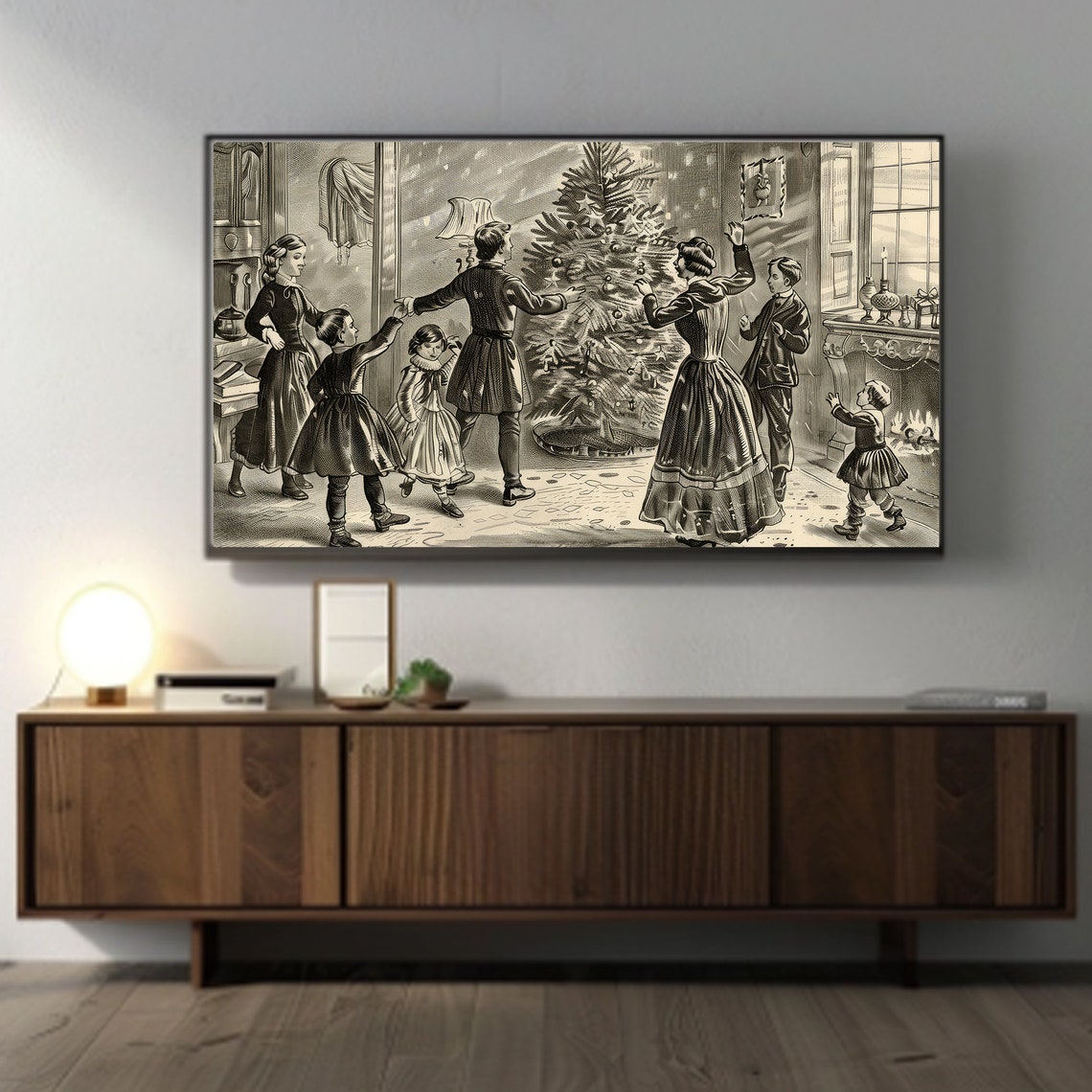 Antique Victorian Family Dancing Around The Christmas Tree Poster - Image 3