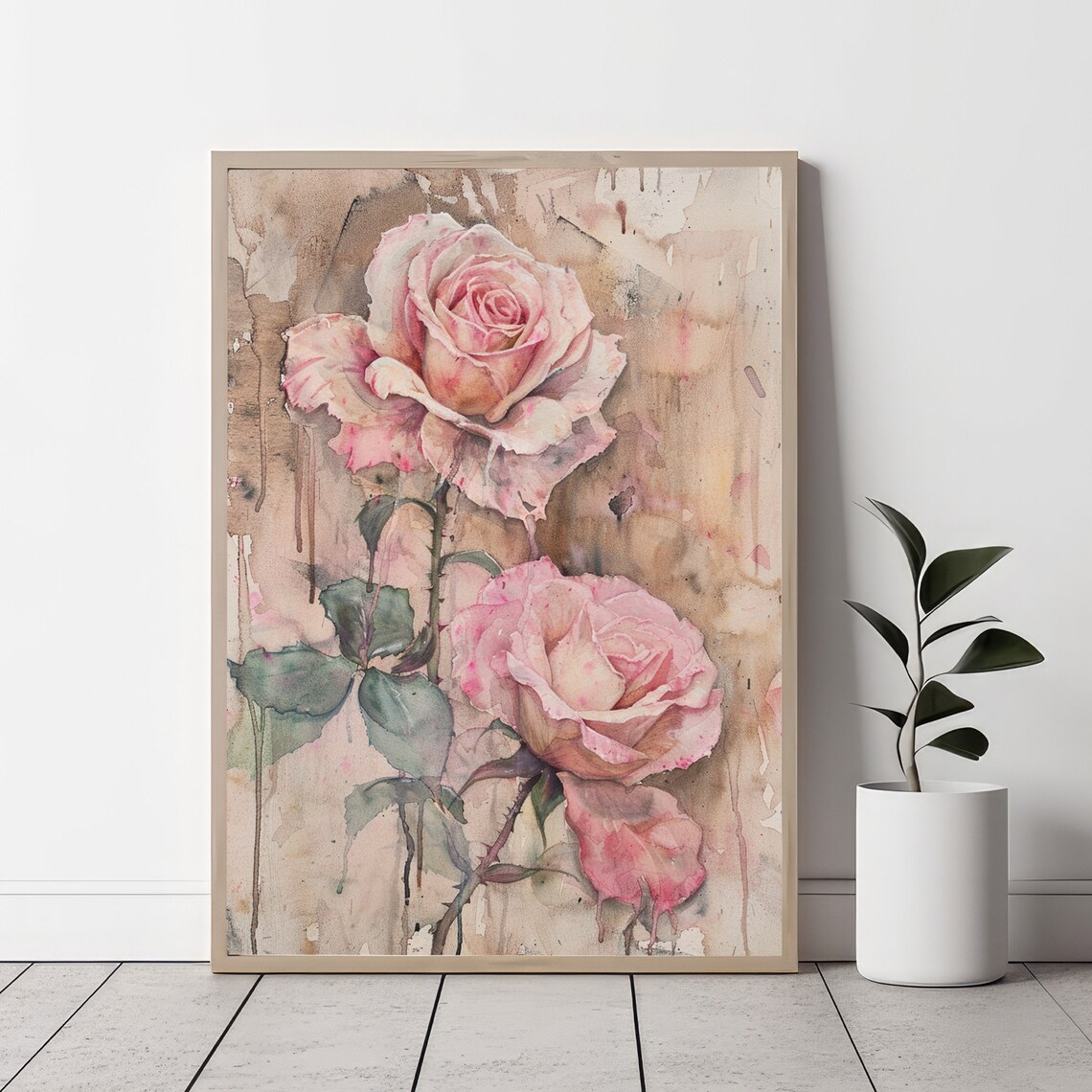 Vintage Rose Abstract Botanical Art Print
