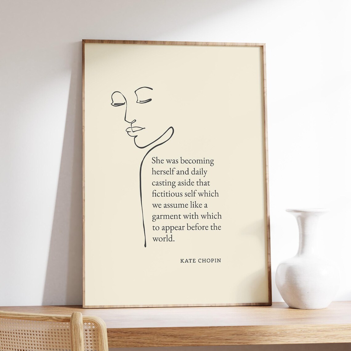Kate Chopin She Was Becoming Herself Feminist Line Art Quote Poster