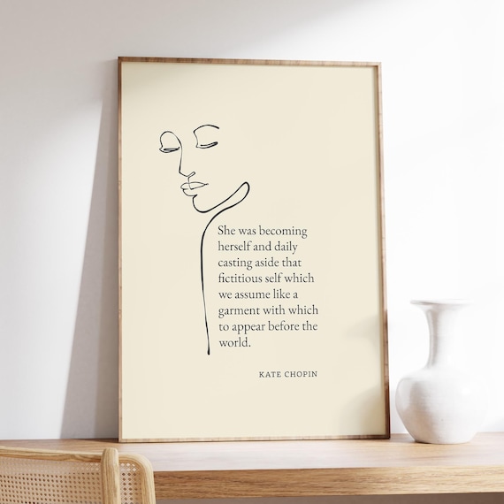Kate Chopin She Was Becoming Herself Feminist Line Art Quote Poster