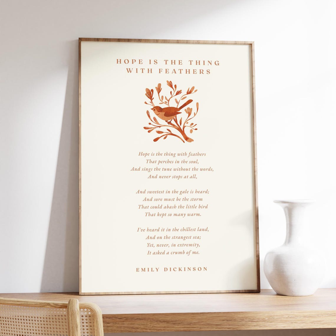 Emily Dickinson Hope Is The Thing With Feathers Poem Bird Art Poster