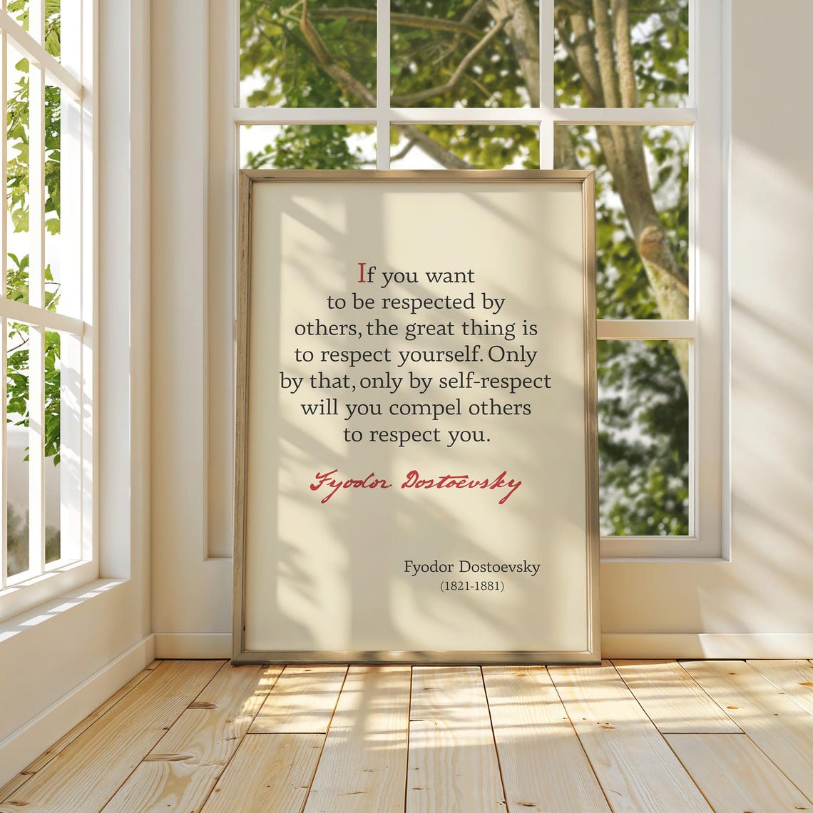 Fyodor Dostoevsky Self Respect Quote Classic Literature Cream Poster - Image 4