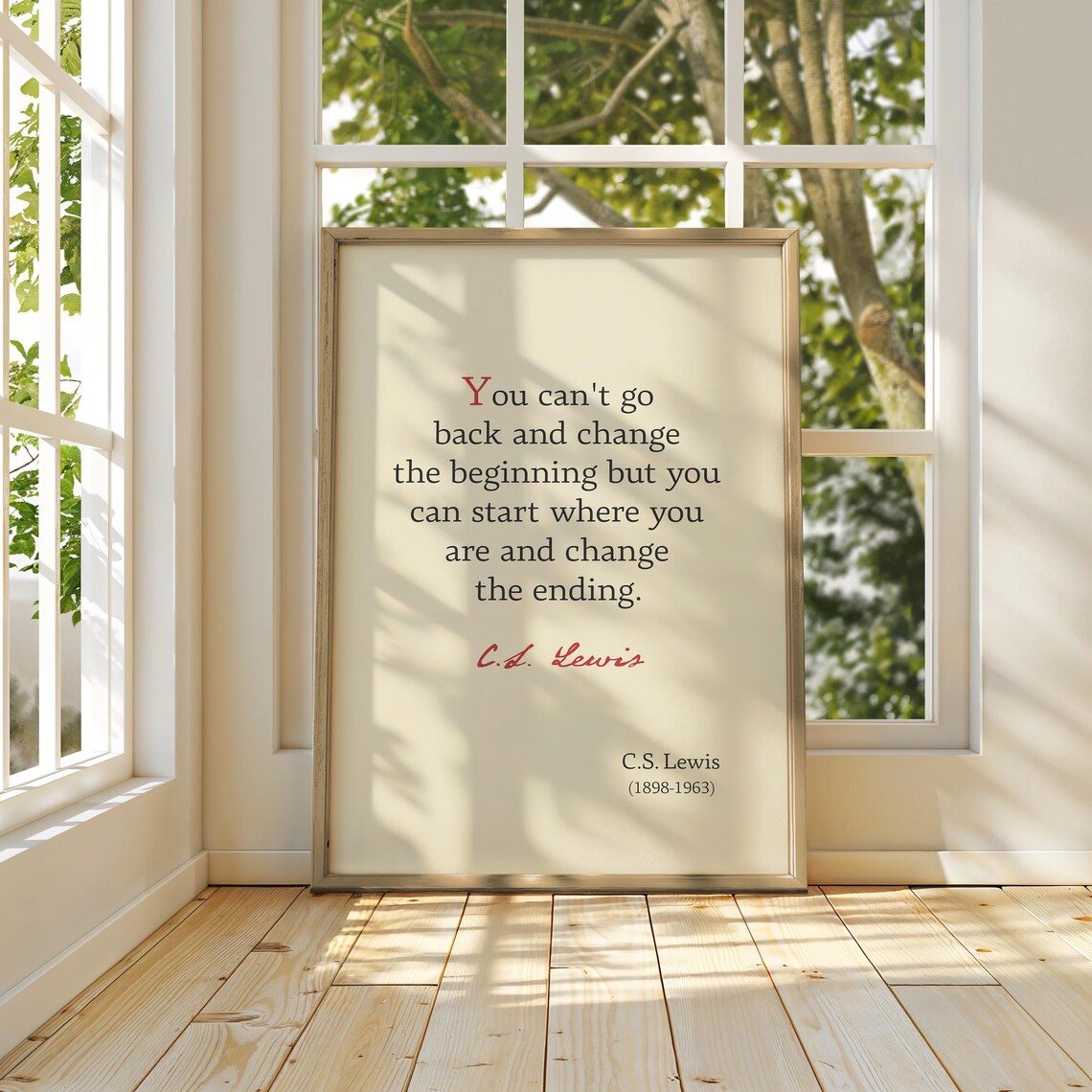 C S Lewis Change The Ending Quote New Beginnings Cream Poster - Image 4
