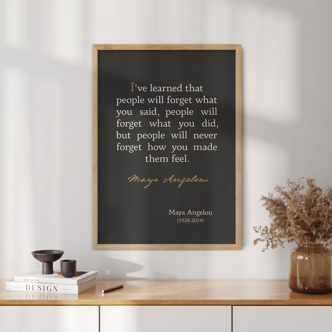 Maya Angelou Feelings Quote Black Gold Dramatic Typography Poster - Image 2