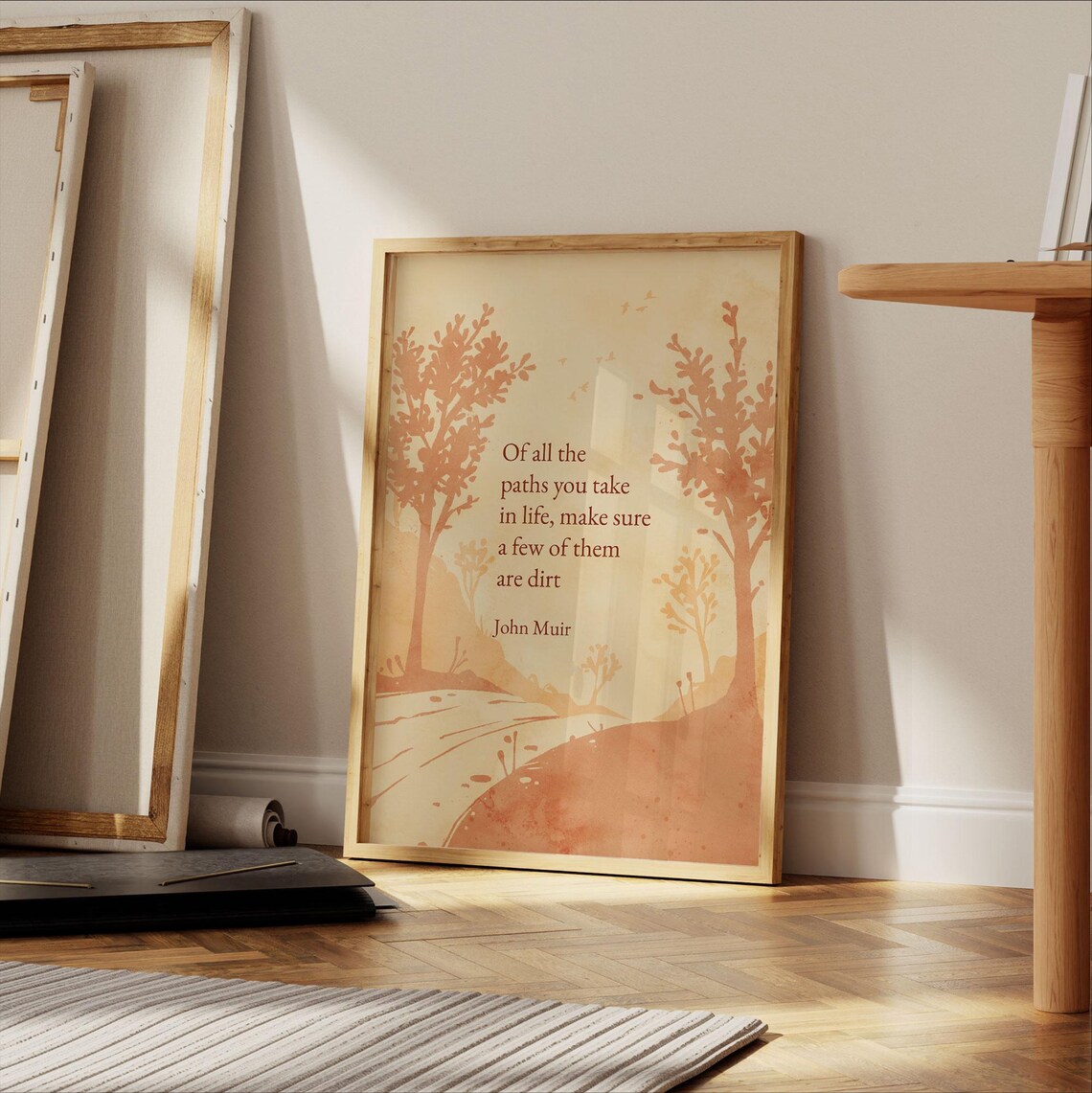 John Muir Dirt Paths Quote Watercolor Nature Trail Adventure Poster - Image 5