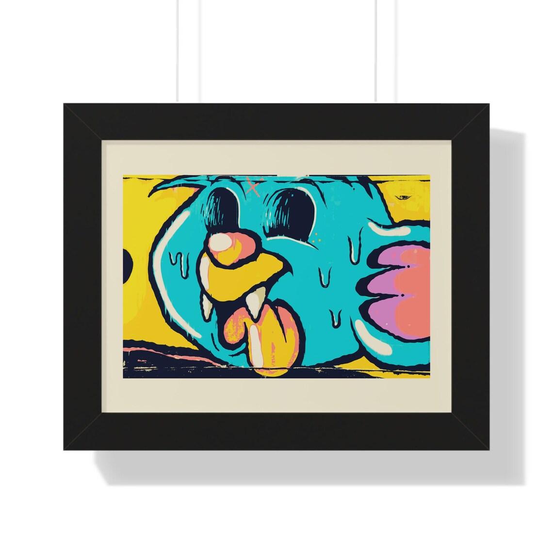 Quirky Framed Graffiti Print Colorful Wall Art Playful Decor Unique Gift Childrens Room Decoration Funny Artwork