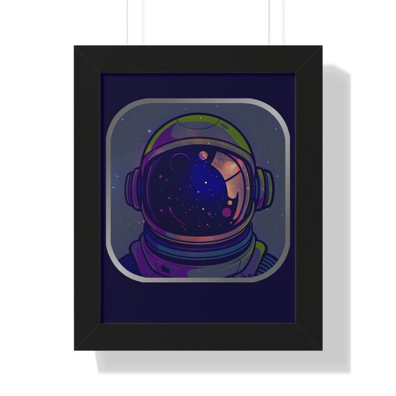 Astronaut Helmet Nebula Reflection Cosmic Galaxy Space Art Poster