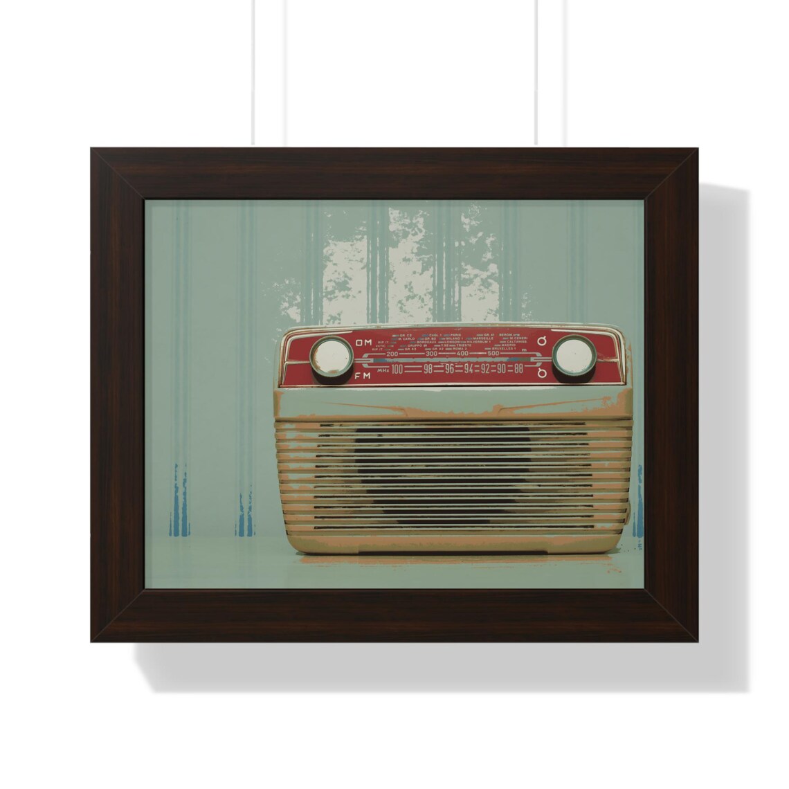 Cream and Red Mid-Century Vintage Radio With Tuning Dial Poster