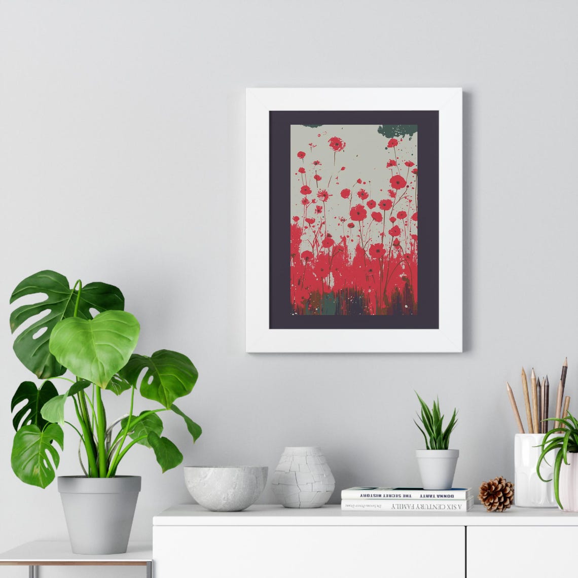 Bold Red Poppies Splash Painted Minimalist Floral Botanical Poster - Image 4