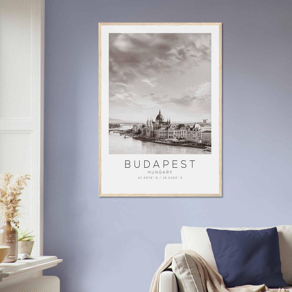Budapest Hungary Parliament Building Danube Black White Photo Poster - Image 2