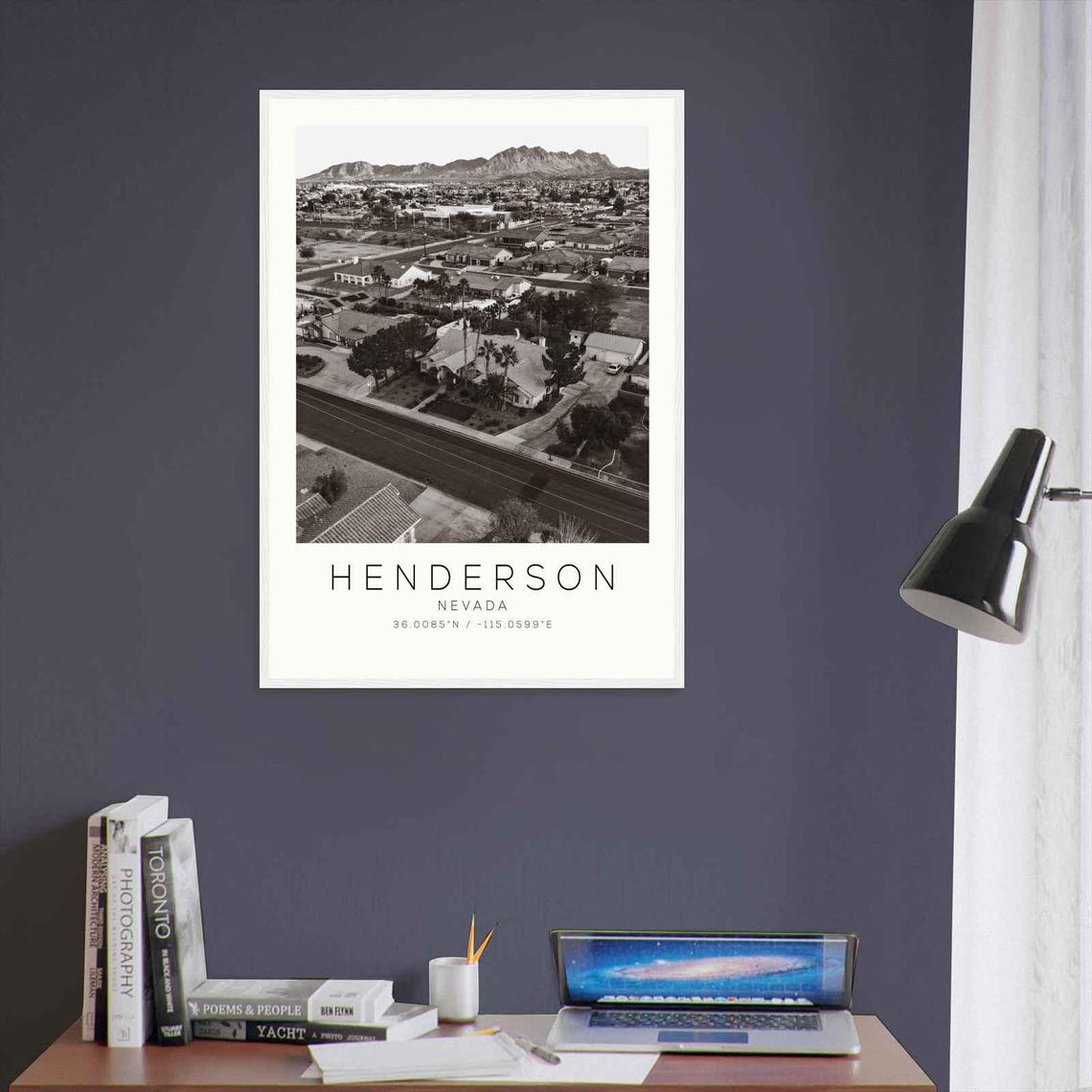 Henderson Nevada Desert Suburbs Mountain View Black White Poster - Image 3