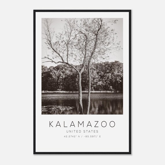Kalamazoo United States Travel Photo Poster Bw Print Minimalist