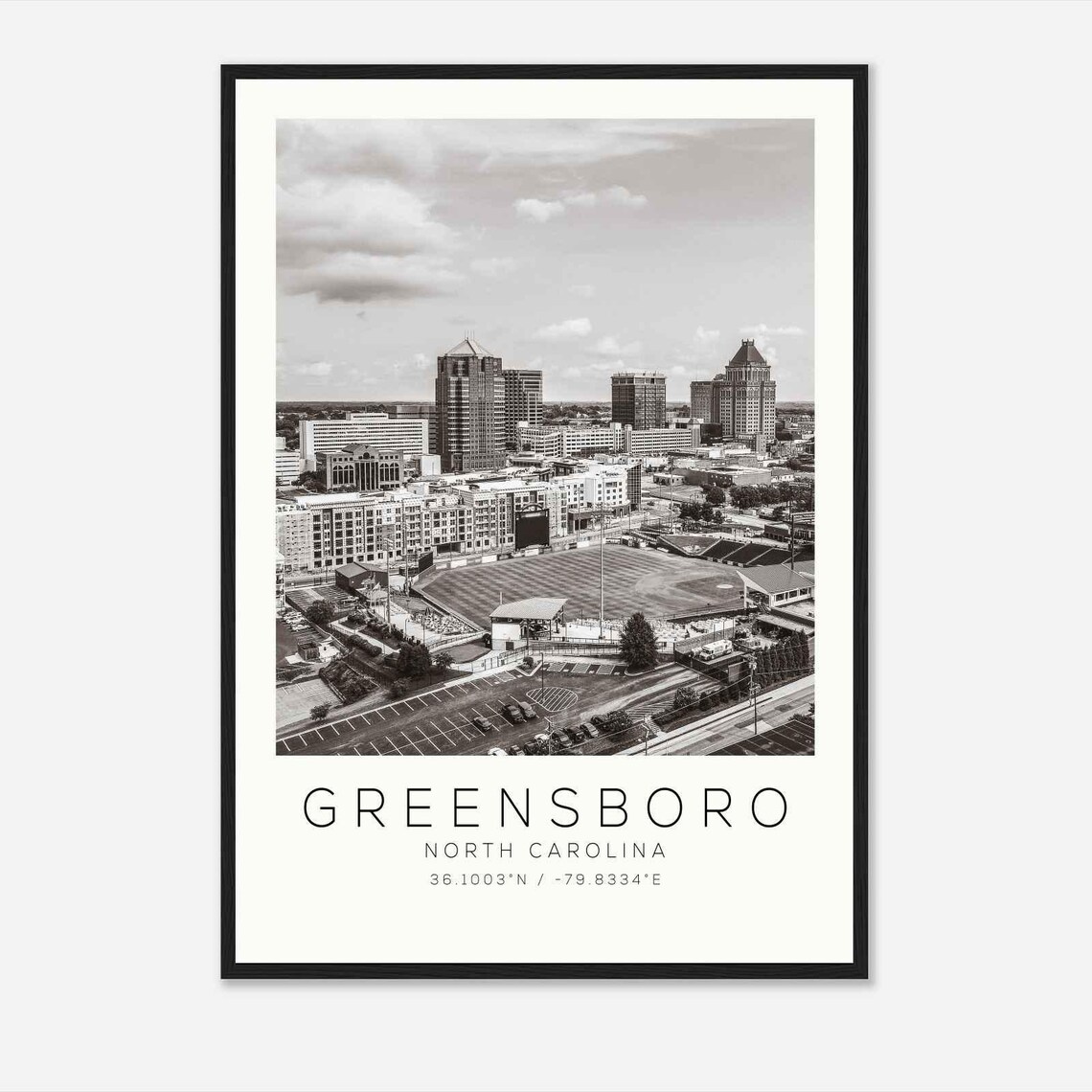 Greensboro North Carolina Downtown Ballpark Aerial Photo Poster