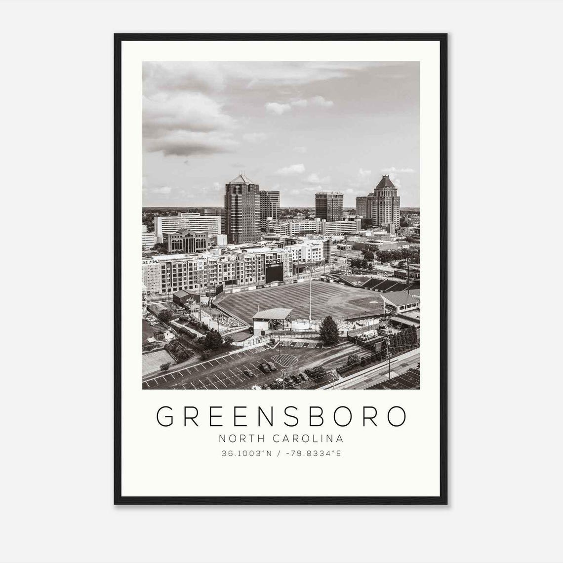 Greensboro North Carolina Photo Travel Poster Greensboro Travel Print Minimalist Travel Print Ds1