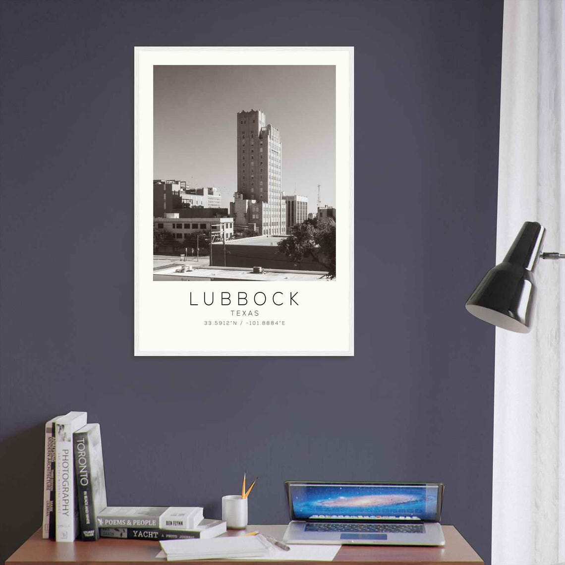 Lubbock Texas Historic Downtown Tower Black And White Photo Poster - Image 3