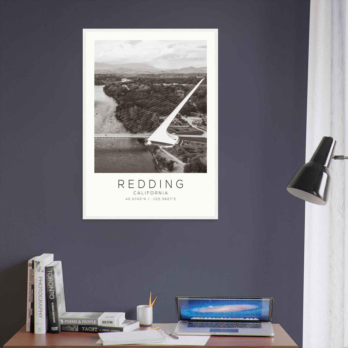 Redding California Sundial Bridge Black and White Photo Poster - Image 3
