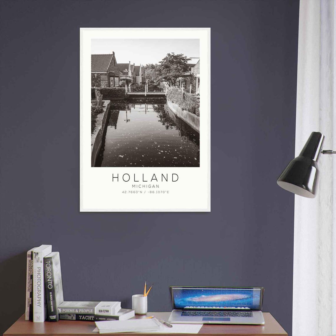 Holland Michigan Dutch Canal Houses Black White Photo Poster - Image 3