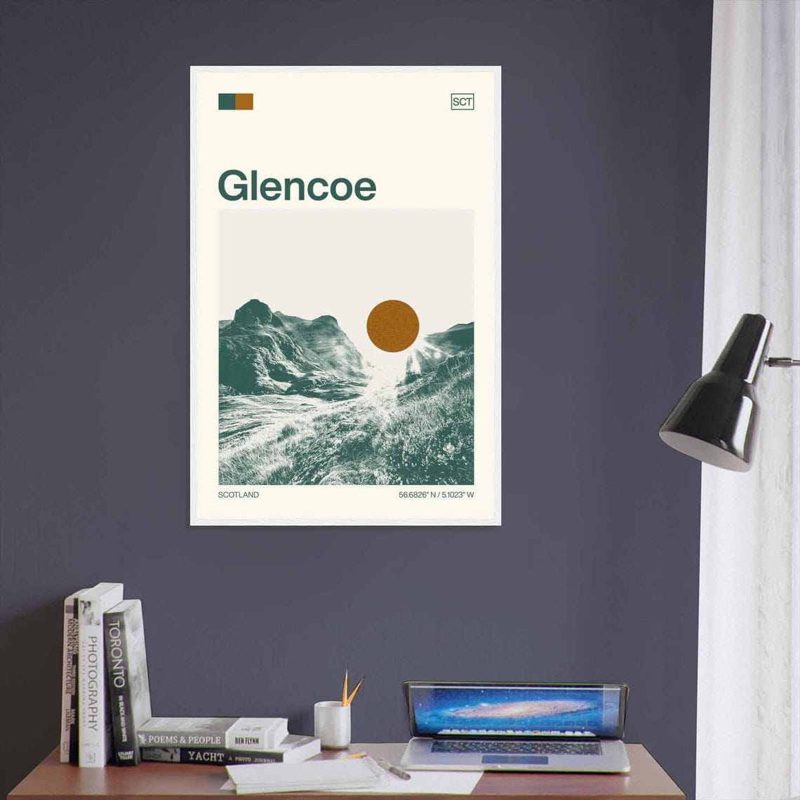 Glencoe Scotland Mountain Valley Sunrise Minimalist Travel Poster - Image 3