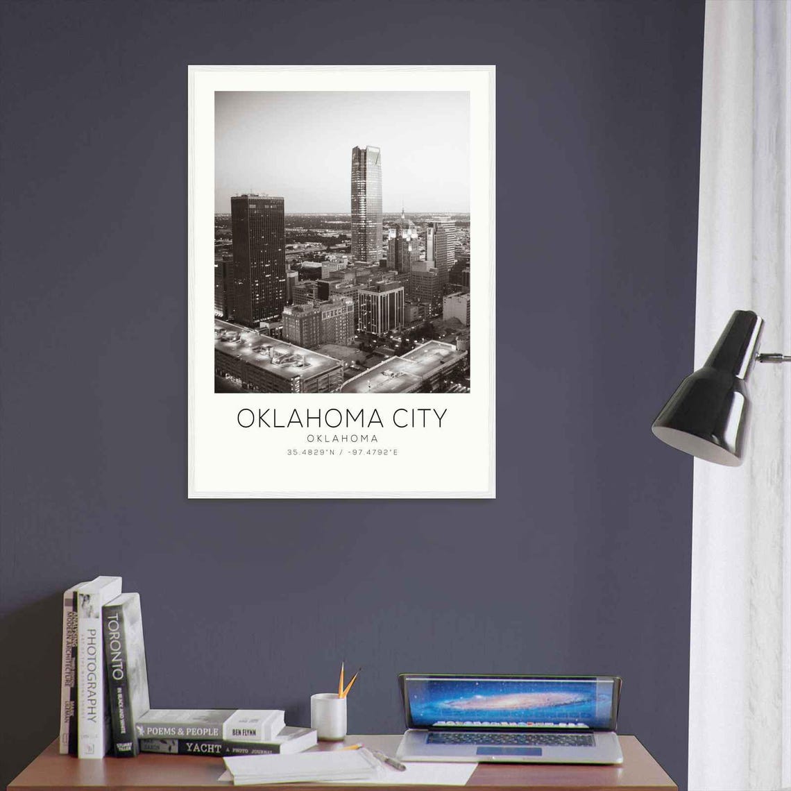 Oklahoma City Devon Tower Skyline Black and White Photo Poster - Image 3