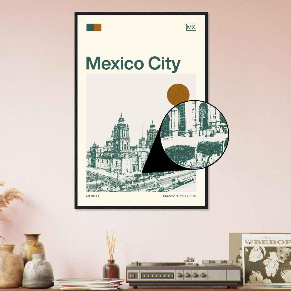 Mexico City Mexico Modern Minimalist Cathedral Towers Art Poster - Image 4