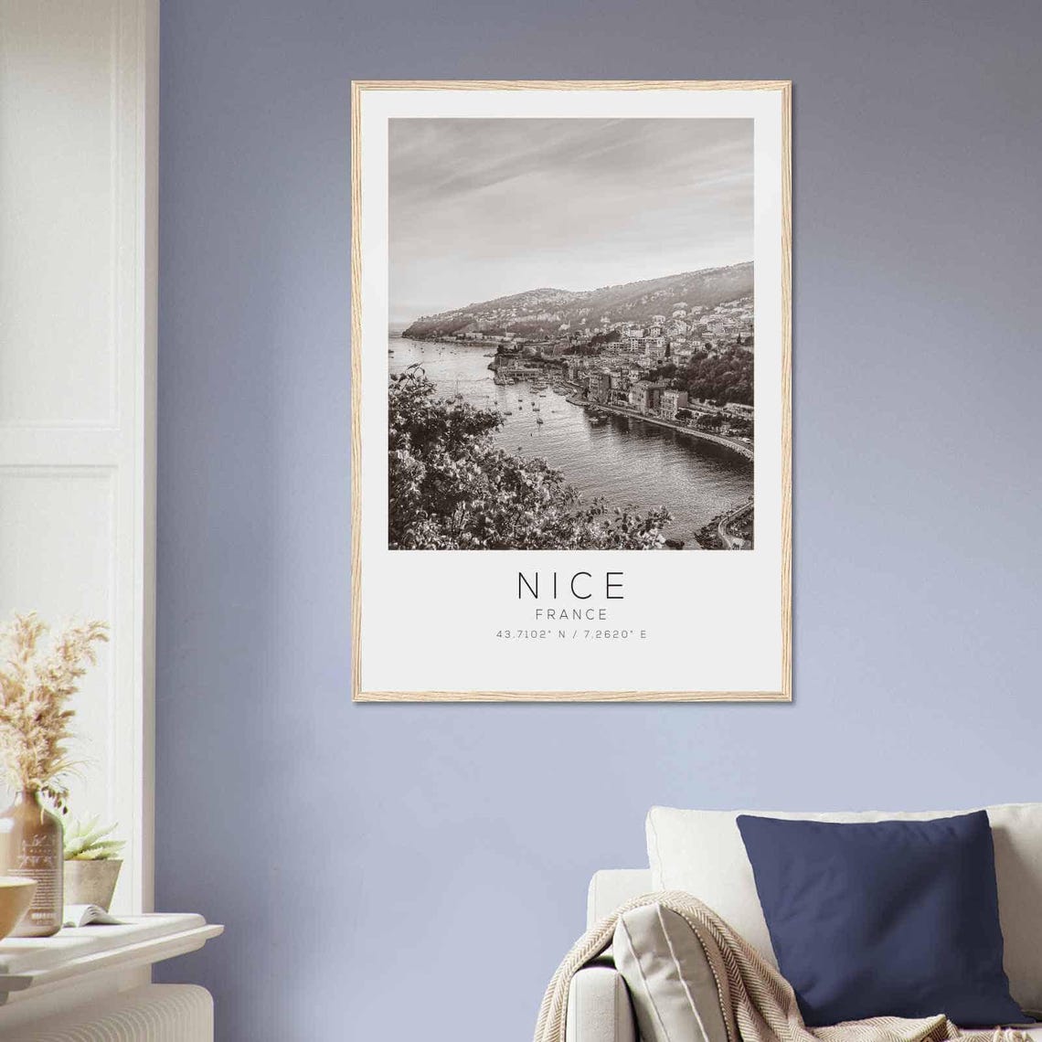 Nice France Mediterranean Bay Harbor Black White Photo Poster - Image 2
